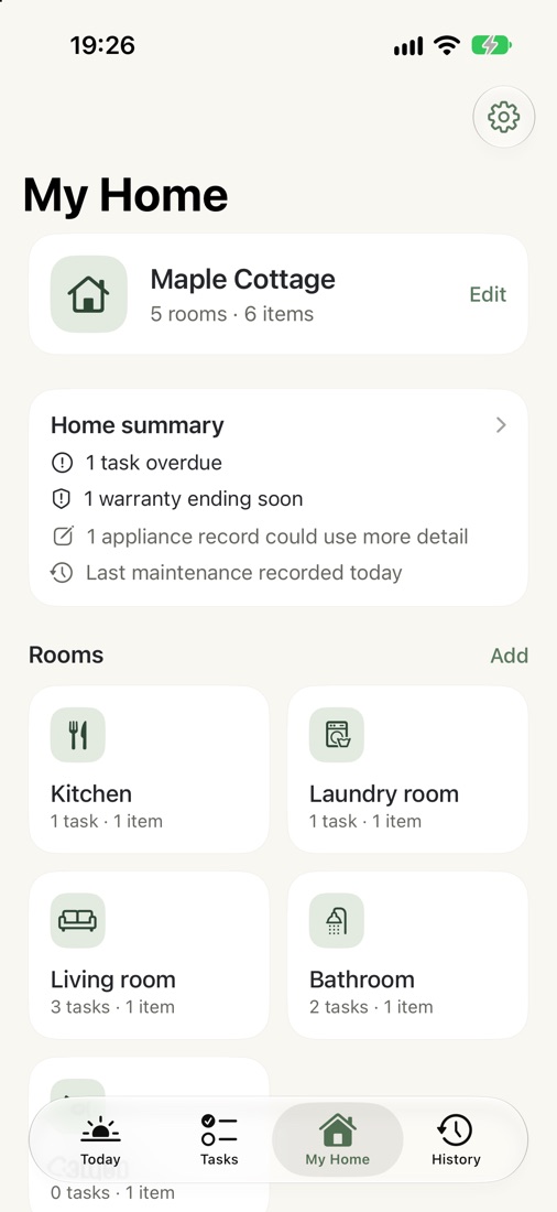 My Home: home summary and rooms